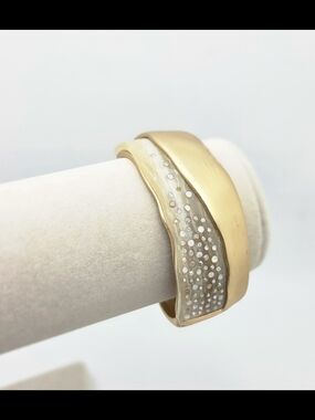 Chico's Organic Wave Hinged Clamper Bracelet - Resin & Crystal